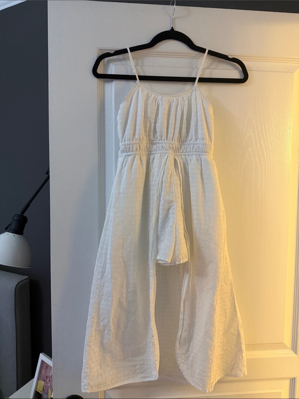art class White Cotton Romper Dress with shorts